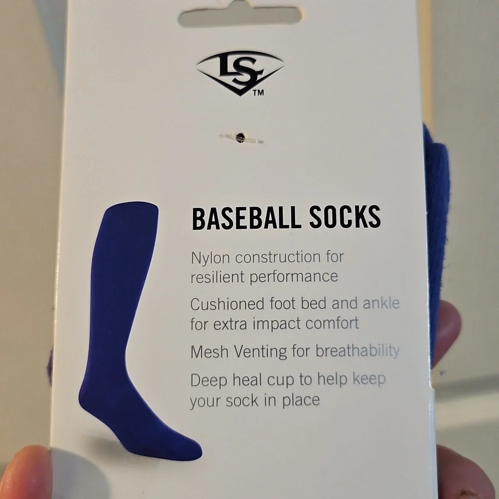 LOUISVILLE SLUGGER YOUTH BASEBALL SOCKS: 2 PAIR: BLUE: SIZE 9-1